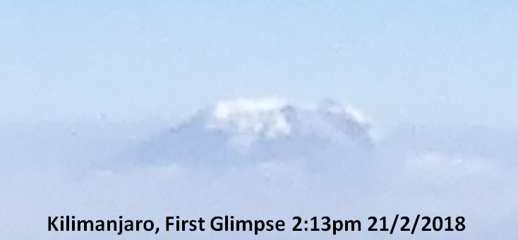 Kilimanjaro First Glimpse 2:13pm 21/7/2018